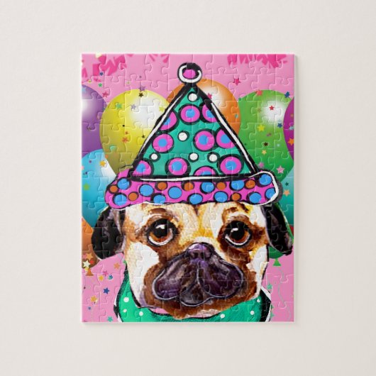 Pug Feestje Hond Legpuzzel (Verticaal)