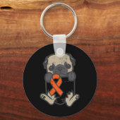 Pug Feet Oranje Lint Pocket Leukemie Kanker Awar Sleutelhanger (Voorkant)