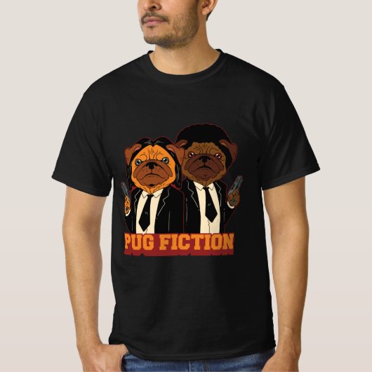 Pug Fiction Parodie Hond T-shirt (Voorkant)
