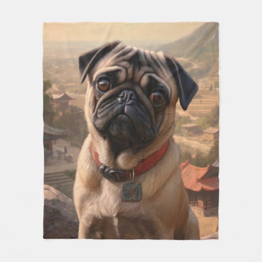 Pug Fleece Deken (Voorkant)