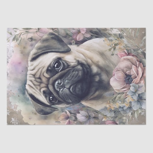Pug Floral Dog Tissuepapier (Voorkant)
