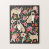 Pug Florals Legpuzzel (Verticaal)