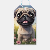 Pug Flowers Cadeaulabel (Voorkant)