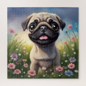 Pug Flowers Legpuzzel (Verticaal)