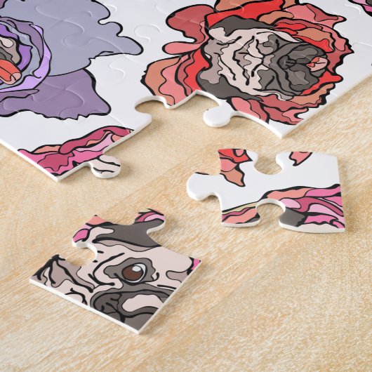 Pug Flowers Legpuzzel (Zijkant)