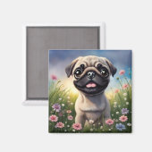 Pug Flowers Magneet (Voorkant / Achterkant)