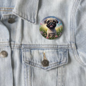 Pug Flowers Ronde Button 5,7 Cm (In situ)