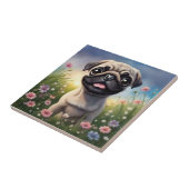 Pug Flowers Tegeltje (Zijkant)