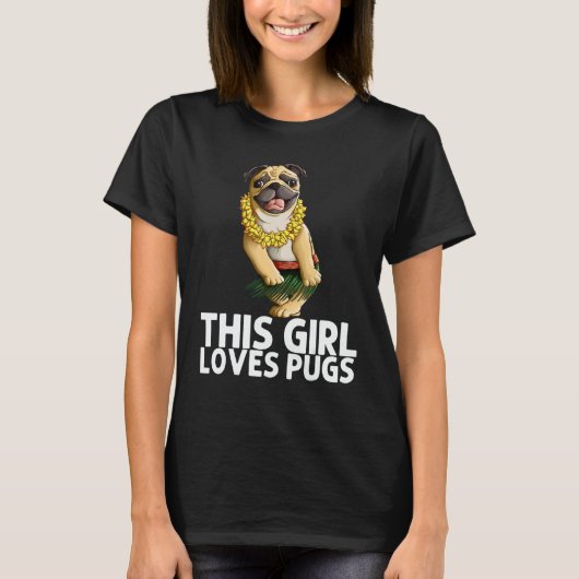 Pug For Girls Kids Hula Dancer Aloha Pug  1 T-shirt (Voorkant)