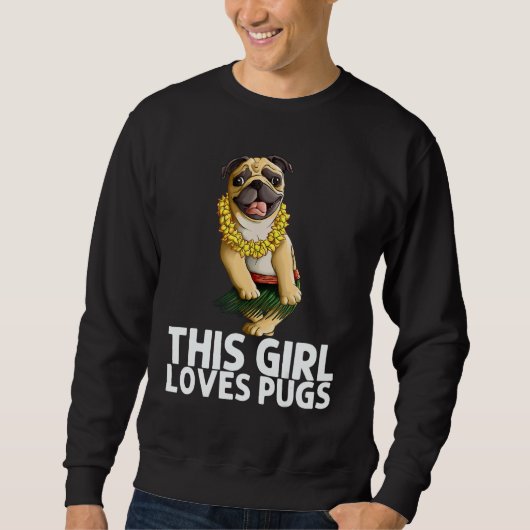 Pug For Girls Kids Hula Dancer Aloha Pug 1 Trui (Voorkant)