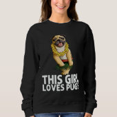Pug For Girls Kids Hula Dancer Aloha Pug 1 Trui (Voorkant)
