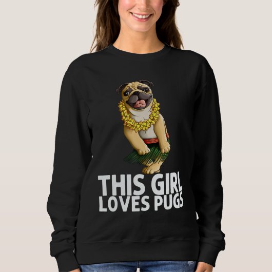 Pug For Girls Kids Hula Dancer Aloha Pug  1 Trui (Voorkant)