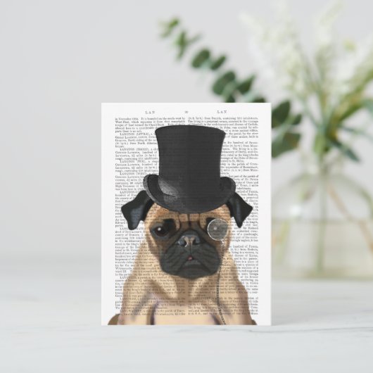 Pug, Formele hond en Pet Briefkaart (Staand voorkant)