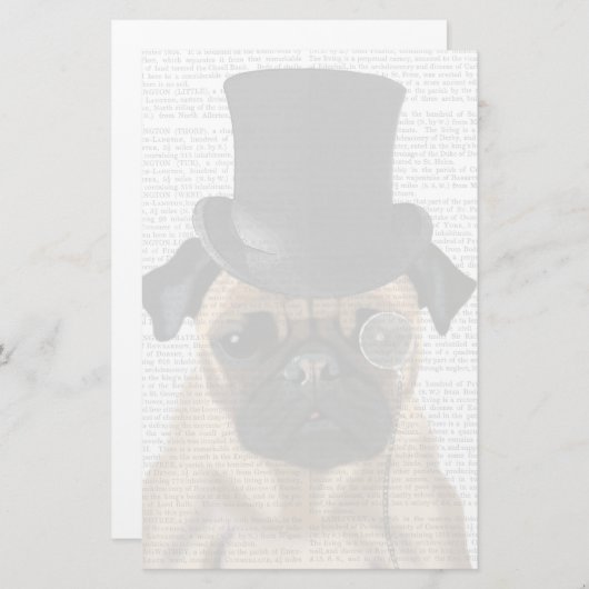 Pug, Formele hond en Pet Briefpapier (Voorkant / Achterkant)