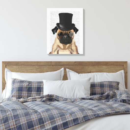 Pug, Formele hond en Pet Canvas Afdruk (Insitu (Slaapkamer))
