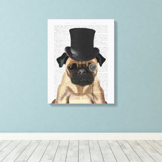 Pug, Formele hond en Pet Canvas Afdruk (Insitu (Houten vloer))