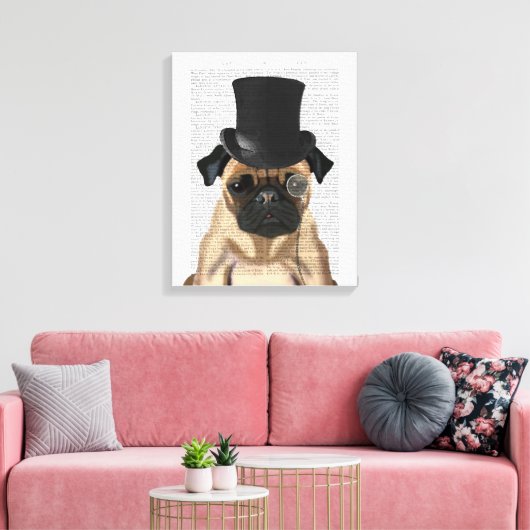 Pug, Formele hond en Pet Canvas Afdruk (Insitu (Woonkamer))