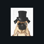 Pug, Formele hond en Pet Canvas Afdruk<br><div class="desc">Pug,  Formele hond en Pet van FabFunky. Hij is uitgerust met een dapper die een leuke tophat en monocle draagt. | 191403D</div>