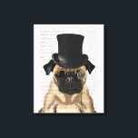 Pug, Formele hond en Pet Canvas Afdruk<br><div class="desc">Pug,  Formele hond en Pet van FabFunky. Hij is uitgerust met een dapper die een leuke tophat en monocle draagt. | 191403D</div>
