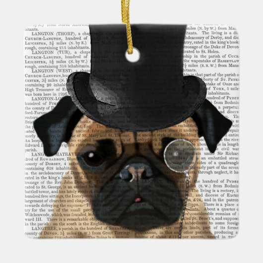 Pug, Formele hond en Pet Keramisch Ornament (Voorkant)