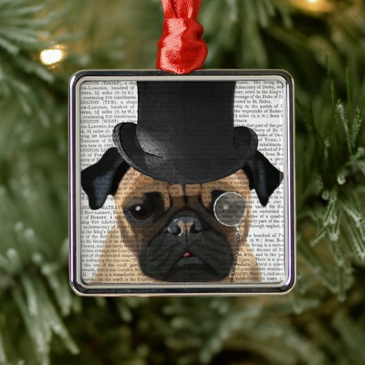 Pug, Formele hond en Pet Metalen Ornament (Boom)