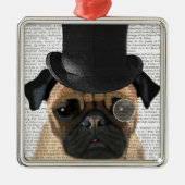 Pug, Formele hond en Pet Metalen Ornament (Voorkant)