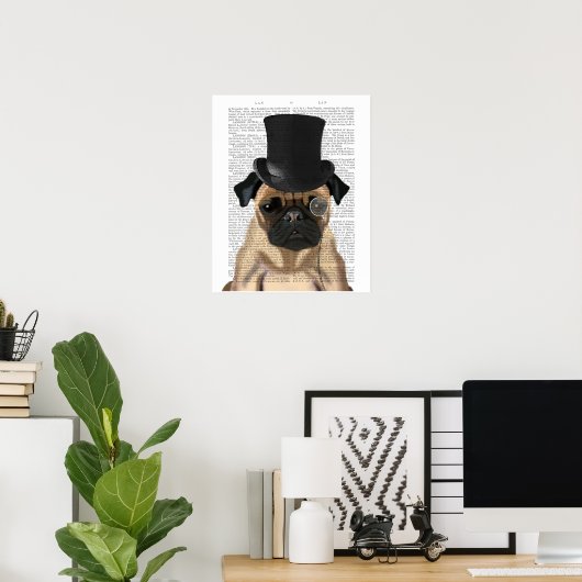 Pug, Formele hond en Pet Poster (Thuiskantoor)
