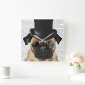 Pug, Formele hond en Pet Vierkante Klok (Huis)