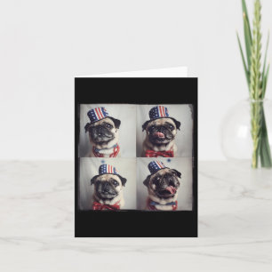 Pug  Fotomachine Stijl, Onafhankelijkheidsdag Kaart