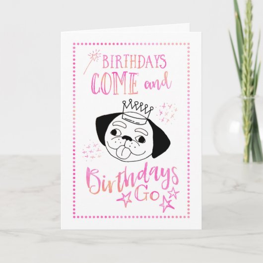 Pug Funny Birthday Poem Kaart (Voorkant)