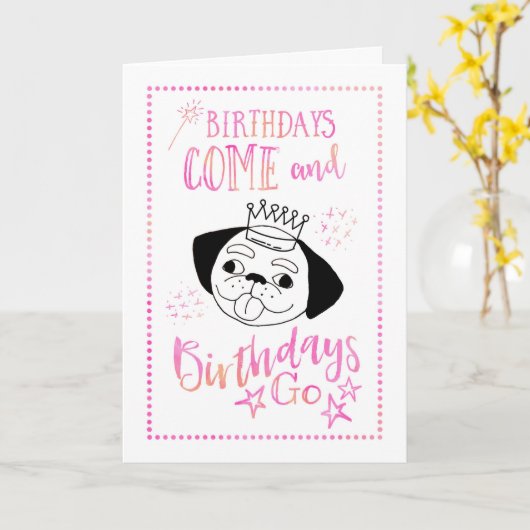 Pug Funny Birthday Poem Kaart (Gele Bloem)