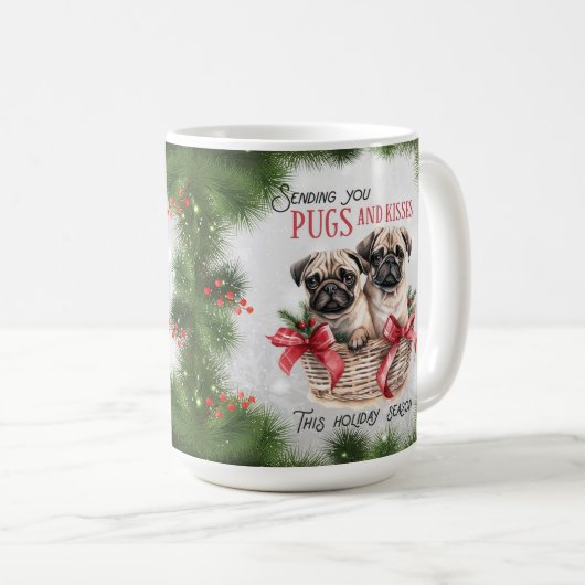 Pug Funny Christmas Dog Coffee Mok (Voorkant rechts)