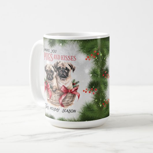 Pug Funny Christmas Dog Coffee Mok (Voorkant links)