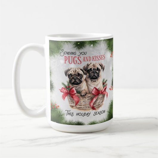 Pug Funny Christmas Dog Coffee Mok (Links)