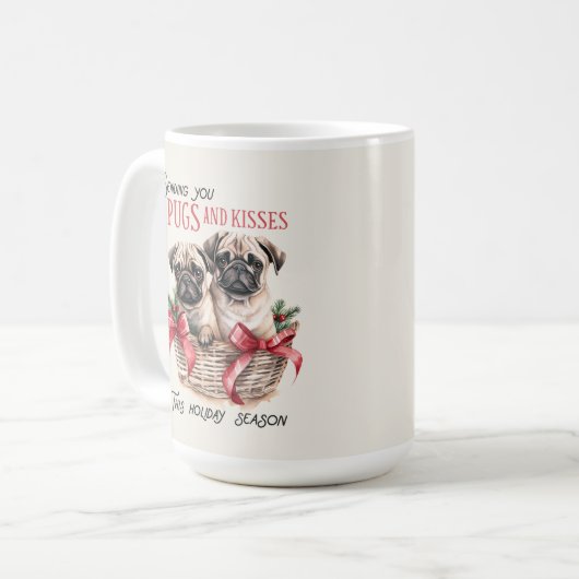 Pug Funny Christmas Dog Coffee Mok (Voorkant links)