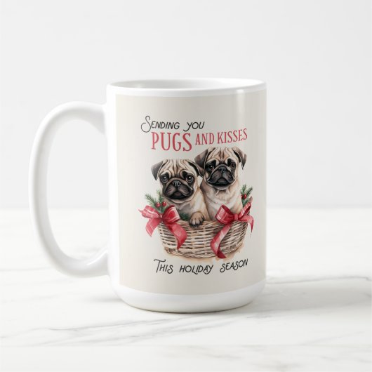 Pug Funny Christmas Dog Coffee Mok (Links)