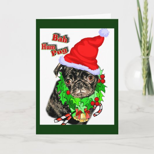 Pug Funny kerstcadeautjes Feestdagen Kaart (Voorkant)