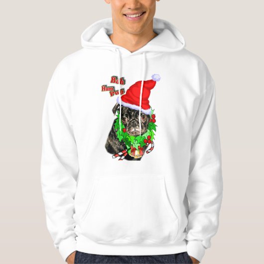 Pug Funny kerstcadeautjes Hoodie (Voorkant)