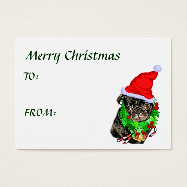Pug Funny kerstcadeautjes Visitekaartje (Voorkant)