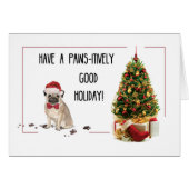 Pug Funny Kersthond met boom (Voorkant Horizontaal)