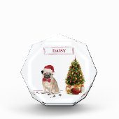 Pug Funny Kersthond met boom Fotoblokken (Voorkant)