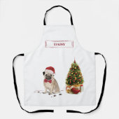 Pug Funny Kersthond met boom Schort (Voorkant)