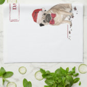 Pug Funny Kersthond met boom Theedoek (Gevouwen)