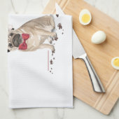 Pug Funny Kersthond met boom Theedoek (Quarter Fold)