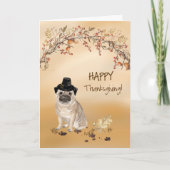 Pug Funny Pilgrim Pet Thanksgiving Kaart (Voorkant)