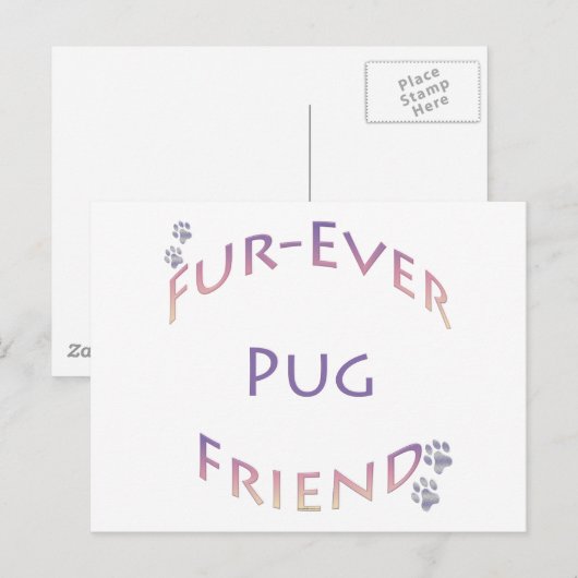 Pug Furever Vriend Briefkaart (Voorkant / Achterkant)
