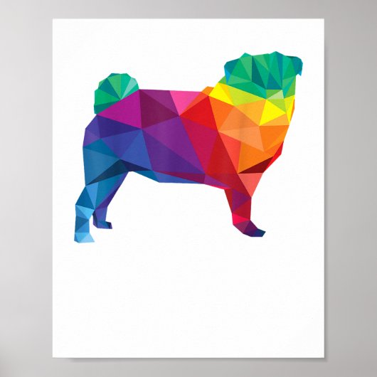 Pug Gay Pride LGBT Rainbow Flag T shirt Hondenlief Poster (Voorkant)