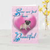 Pug Geboren Mooie Verjaardag Kaart (Gele Bloem)