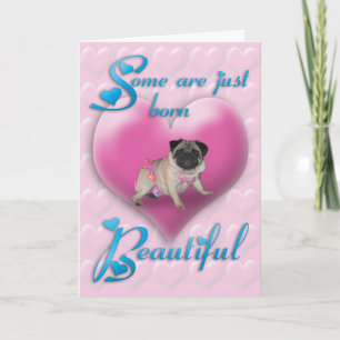 Pug Geboren Mooie Verjaardag Kaart