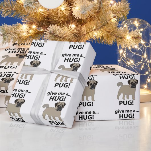 Pug Geef me een knuffel Funny Pug Cadeaupapier (Feestdagen)